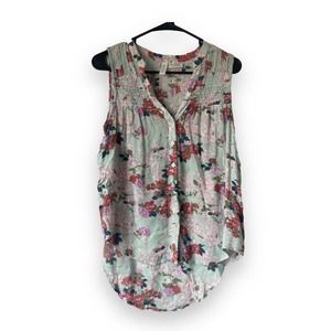Anthropologie Meadow Rue Tunic Women’s Size 10 Short Sleeve Floral Boho Top